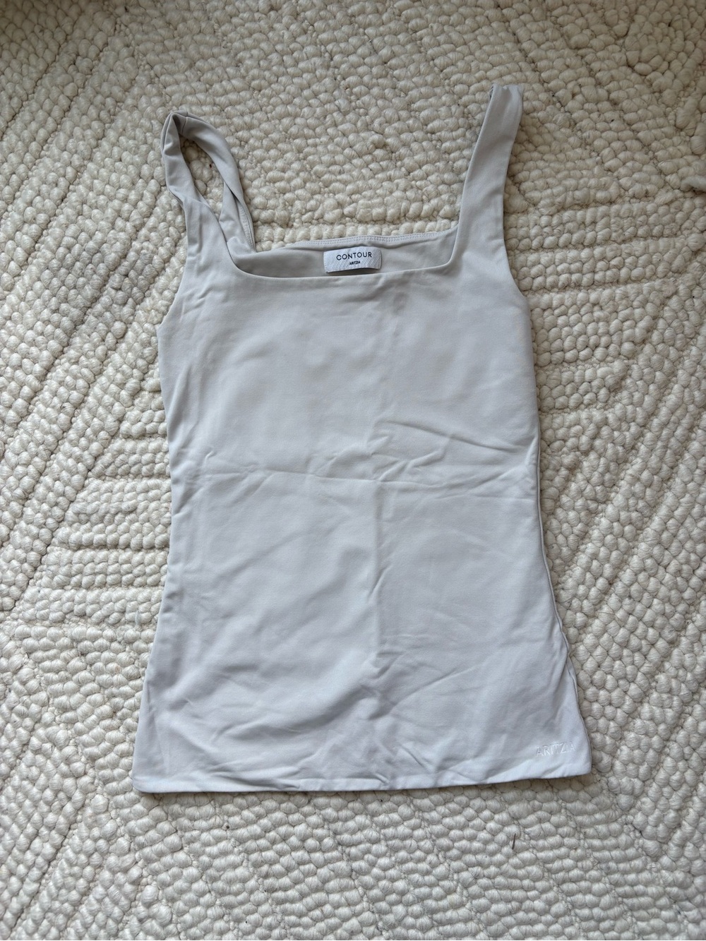 Aritzia Contour Square Neck Tank Top in Matte Pearl